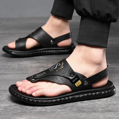 Men’s Leather-Look Comfort Thong Sandals